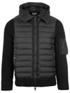 Logo Patch Padded Wool Cardigan Black - MONCLER - BALAAN 3