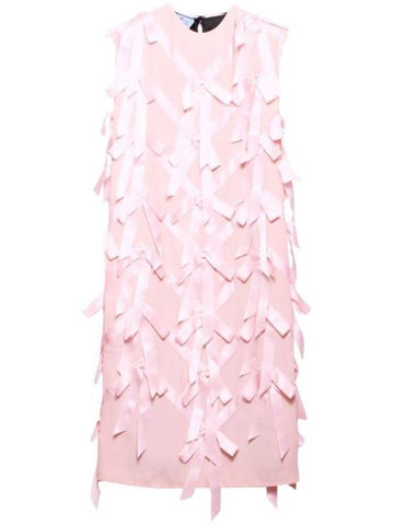 Sable Ribbon Midi Dress Pink - PRADA - BALAAN 1