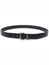 Grained Leather Silver Monogram Belt Black - SAINT LAURENT - BALAAN 5