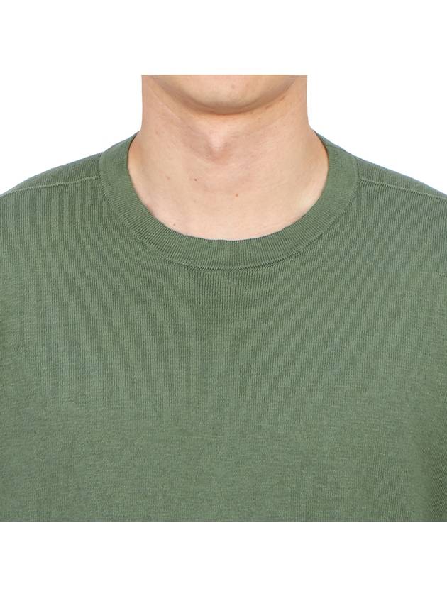 Compass Badge Ribbed Cotton Knit Top Dark Green - STONE ISLAND - BALAAN 6