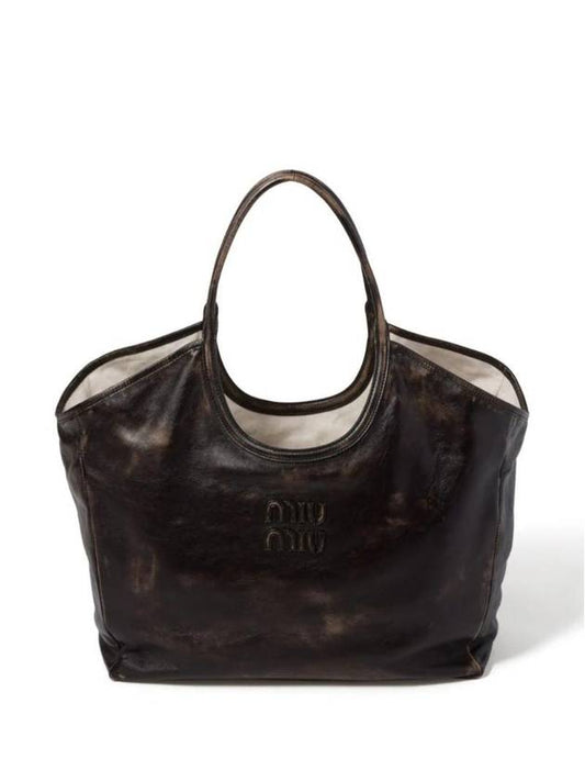 Leather Tote Bag Brown - MIU MIU - BALAAN 1