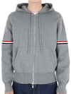 Cotton Milano Armband Zip Up Hoodie Light Grey - THOM BROWNE - BALAAN 3