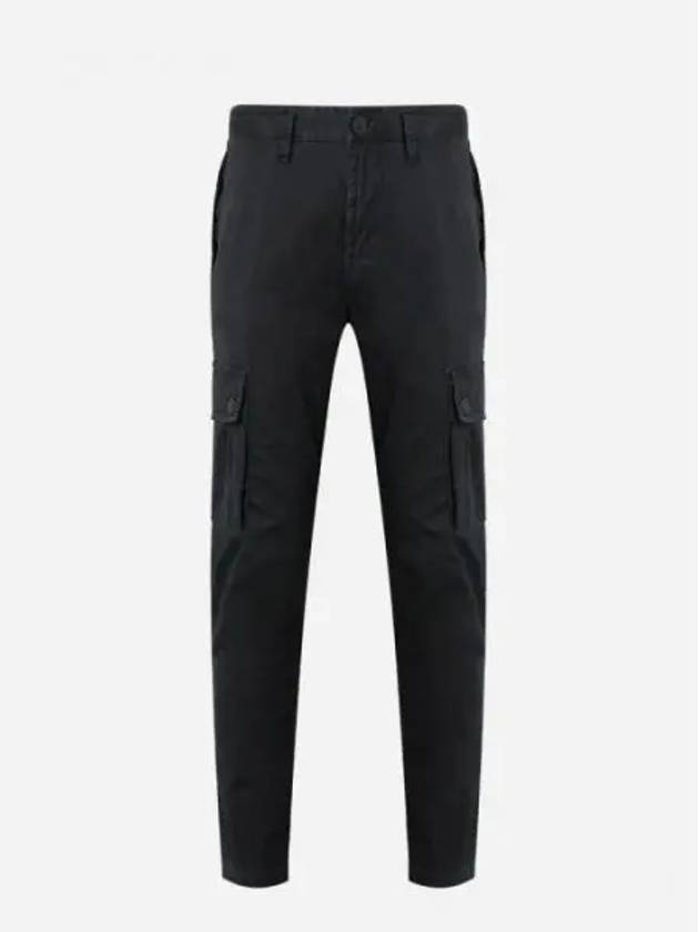 Garment Dyed Old Effect Stretch Broken Twill Cotton Cargo Pants Black - STONE ISLAND - BALAAN 2