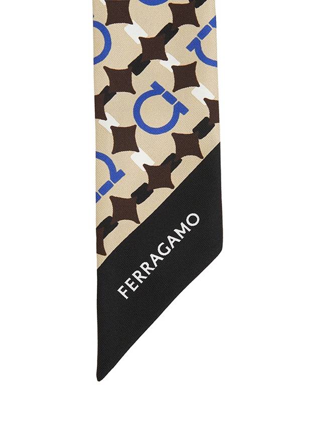 Gancini Print Mini Silk Scarf Beige - SALVATORE FERRAGAMO - BALAAN 5