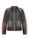 L Renn Contrasting Stripes Leather Jacket Black - DIESEL - BALAAN 2