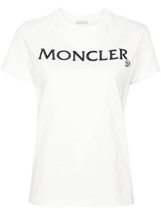 Embroidered Logo Cotton Short Sleeve T-Shirt White - MONCLER - BALAAN 1