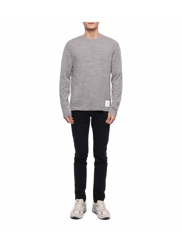 Wool Jersey 4-Bar Long Sleeve T-Shirt Light Grey - THOM BROWNE - BALAAN 4