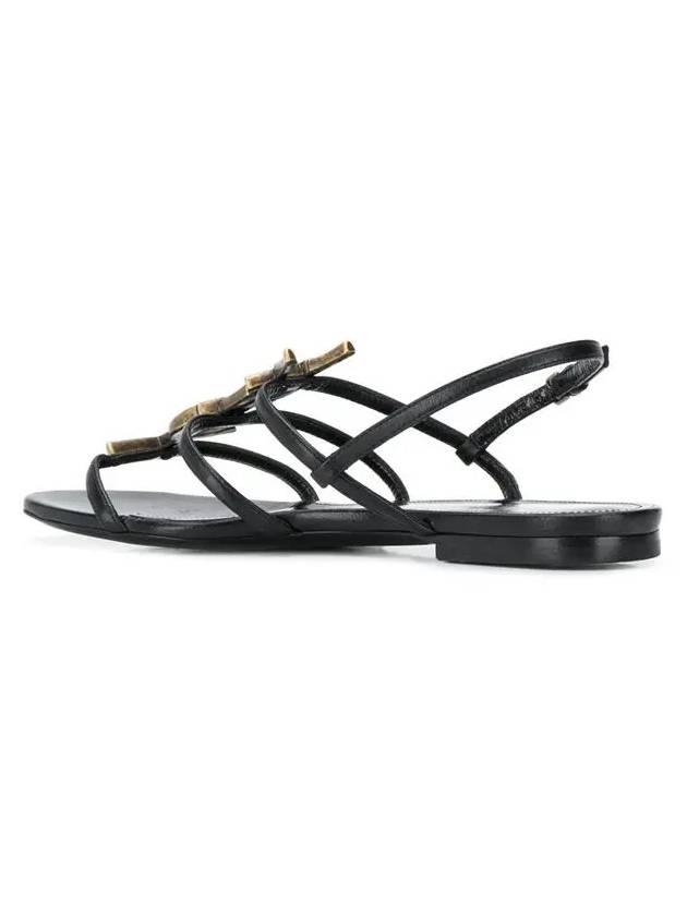 Cassandra Flat Sandals Black - SAINT LAURENT - BALAAN 4