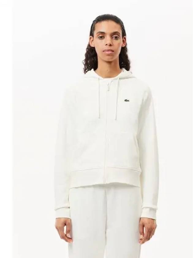 Essential Drawstring Zip-Up Hoodie White - LACOSTE - BALAAN 2