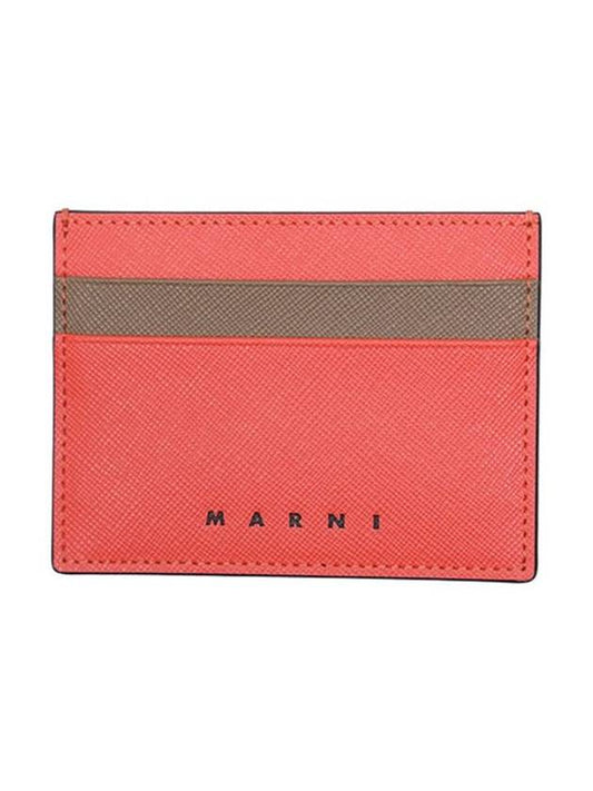 Bicolor Leather Card Wallet Red - MARNI - BALAAN 2