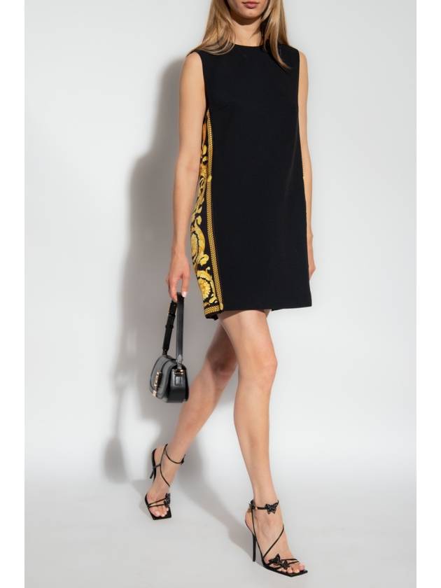 Barocco Panel Shift Short Dress Black - VERSACE - BALAAN 3