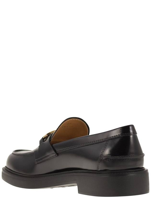 Metal Logo Leather Loafers Black - TOD'S - BALAAN 4