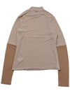 Half Neck Color Sleeve Tencel Long Sleeve T-Shirt Camel - IMIRK - BALAAN 5