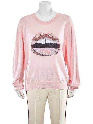 Markus Lupfer Ladies Sequin Lips Sweater in Pink Size Small - MARKUS LUPFER - BALAAN 1