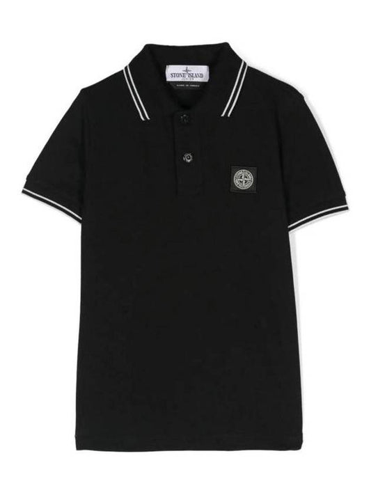 Logo Patch Polo Shirt Black - STONE ISLAND - BALAAN 1