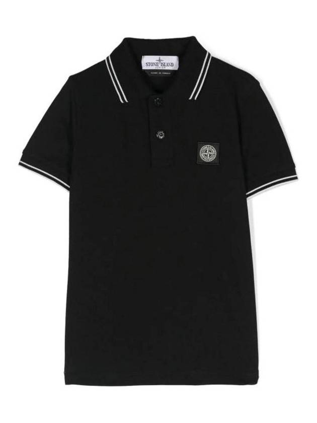 Kids Logo Patch Polo Shirt Black - STONE ISLAND - BALAAN 1