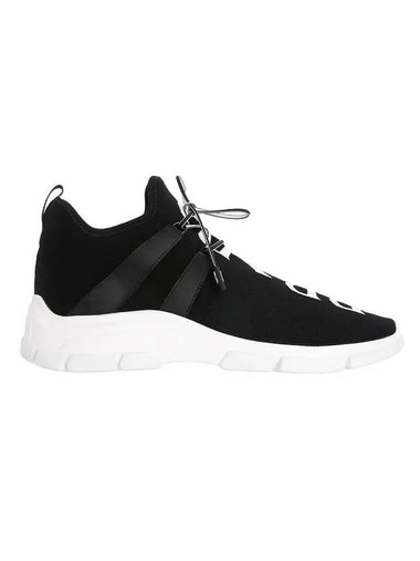 Men's Logo Knit Low Top Sneakers Black - PRADA - BALAAN 1