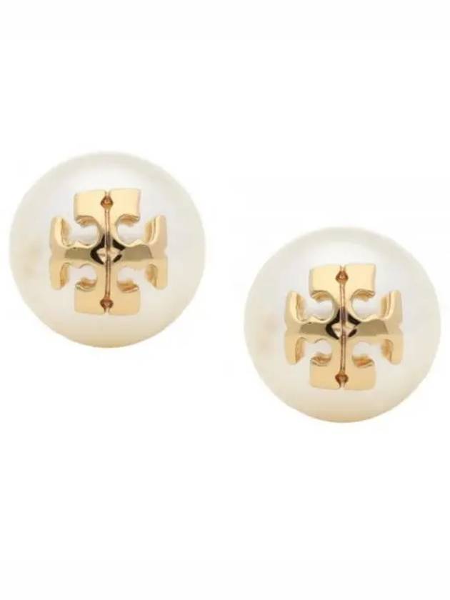 Crystal Pearl Stud Earrings Gold - TORY BURCH - BALAAN 2