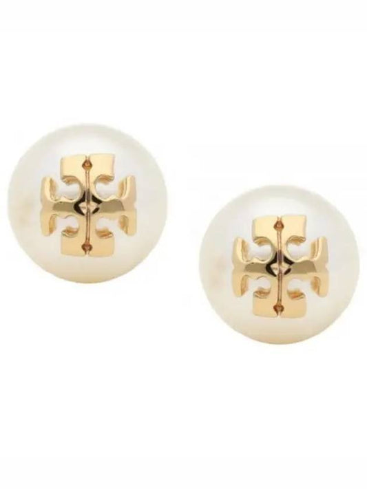 Crystal Pearl Stud Earrings Gold - TORY BURCH - BALAAN 2