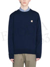 Fox Head Patch Regular Round Neck Pullover Knit Top Navy - MAISON KITSUNE - BALAAN 6