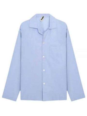 Poplin Long Sleeve Shirt Blue - TEKLA - BALAAN 1