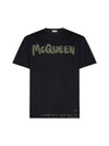 Men's Graffiti Logo Short Sleeve T-Shirt Black - ALEXANDER MCQUEEN - BALAAN 2