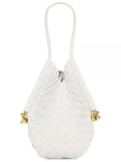 Solstice Intrecciato Small Lambskin Tote Bag White - BOTTEGA VENETA - BALAAN 2