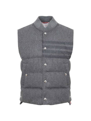 Flannel Down Filled 4-Bar Vest Medium Grey - THOM BROWNE - BALAAN 1