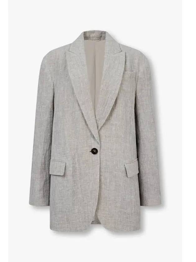 Women s Peaked Lapel One Button Linen Jacket Melange Gray - BRUNELLO CUCINELLI - BALAAN 1