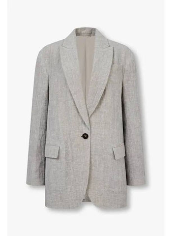 Women s Peaked Lapel One Button Linen Jacket Melange Gray - BRUNELLO CUCINELLI - BALAAN 1