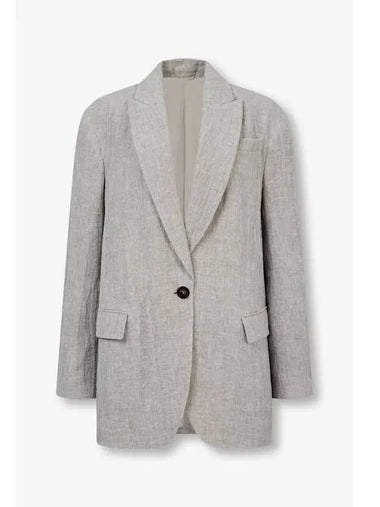 10 ePoint Women s Peaked Lapel One Button Linen Jacket Melange Gray - BRUNELLO CUCINELLI - BALAAN 1