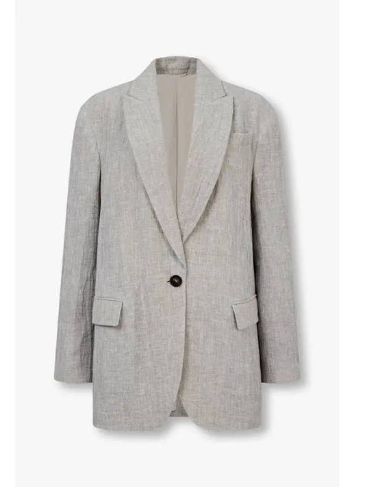 Women s Peaked Lapel One Button Linen Jacket Melange Gray - BRUNELLO CUCINELLI - BALAAN 1