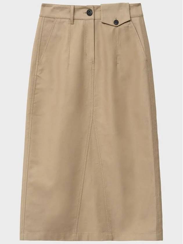 Heavy Chino Midi A Line Skirt Beige - NOIRER FOR WOMEN - BALAAN 4