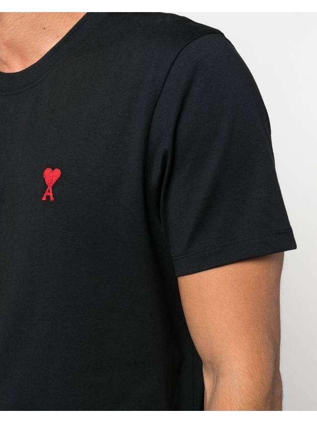 Small Heart Logo Short Sleeve T-Shirt Black - AMI - BALAAN 6