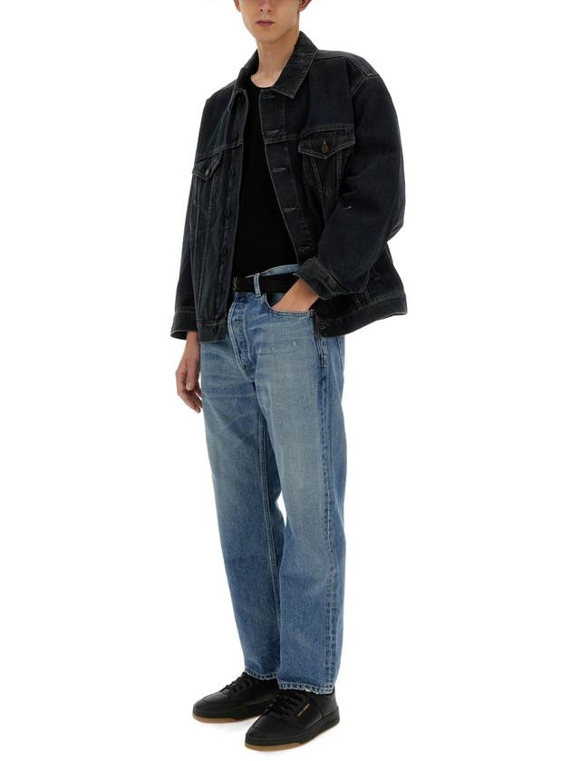 Egg Shape Denim Jacket Dark Blue Black - SAINT LAURENT - BALAAN 3