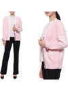 Cotton Jersey Flower 4 Bar V Neck Cardigan Light Pink - THOM BROWNE - BALAAN 2