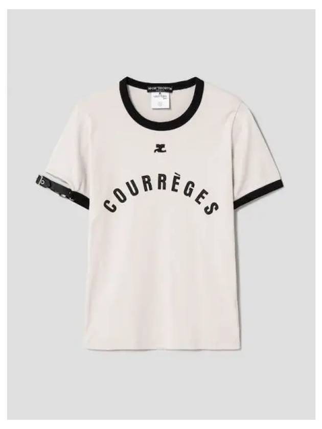 Women s Buckle Contrast Print T Shirt Beige Domestic Product GM0024021312767 - COURREGES - BALAAN 1