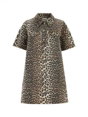 Leopard shirt mini dress 271949 - GANNI - BALAAN 1