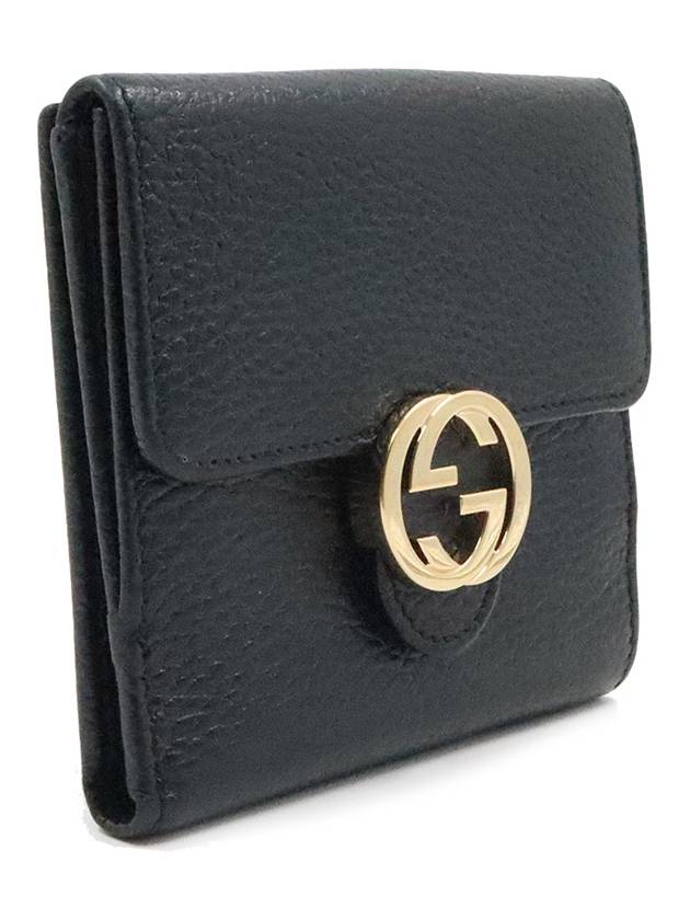 Women s Gucci 615525 Black Leather Interlocking GG Flap Half Wallet gt Gangbuk used luxury goods - GUCCI - BALAAN 3