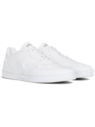 Men's Lace Up Calfskin Low-Top Sneakers Optic White - CELINE - BALAAN 2