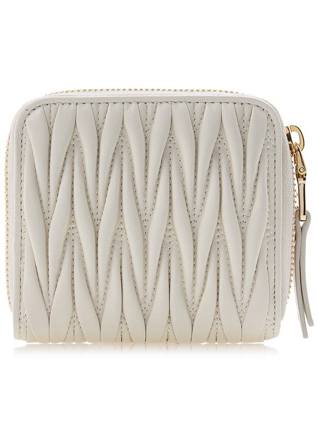 Matelasse Logo Zip Around Half Wallet White - MIU MIU - BALAAN 4