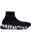 Speedrunner Graffiti Logo Sole High Top Sneakers Black White - BALENCIAGA - BALAAN 2