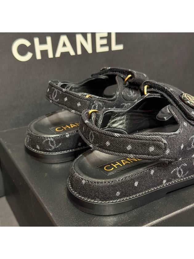 Sandals 365 Black Denim Velcro Sandals - CHANEL - BALAAN 6