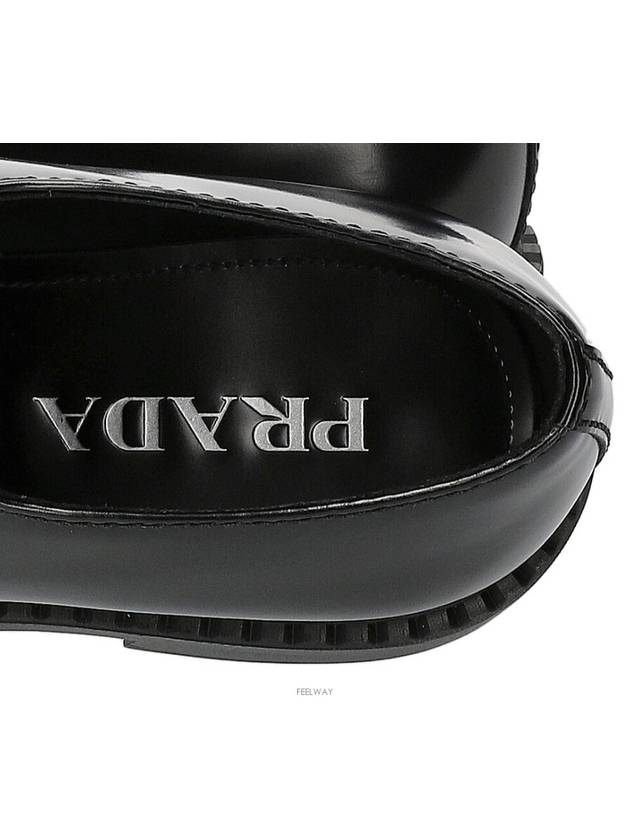 Chocolate Brushed Leather Loafers Black - PRADA - BALAAN 8