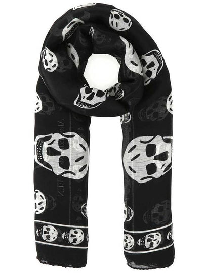 Skull Print Silk Scarf Black - ALEXANDER MCQUEEN - BALAAN 2