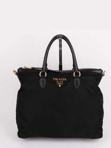 Tesuto gold plated black tote and shoulder bag 1BC060 - PRADA - BALAAN 1