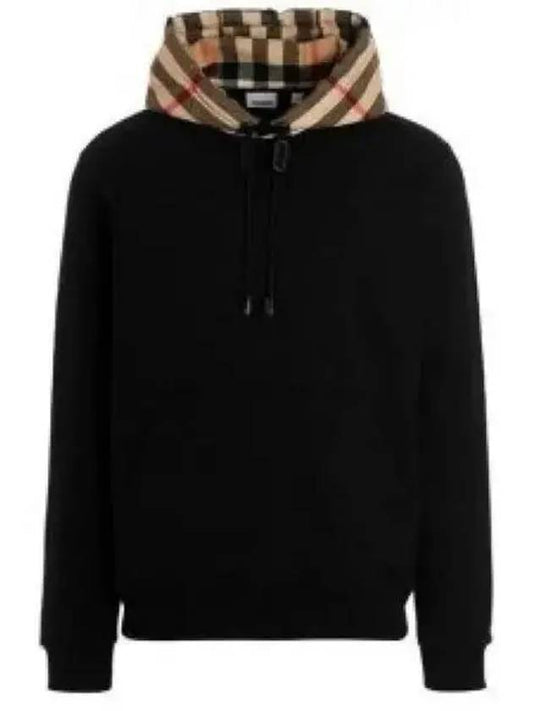 Check Hood Cotton Hoodie Black - BURBERRY - BALAAN 2