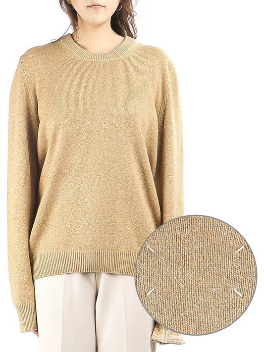 Stitched Round Neck Wool Knit Top Beige - MAISON MARGIELA - BALAAN 2