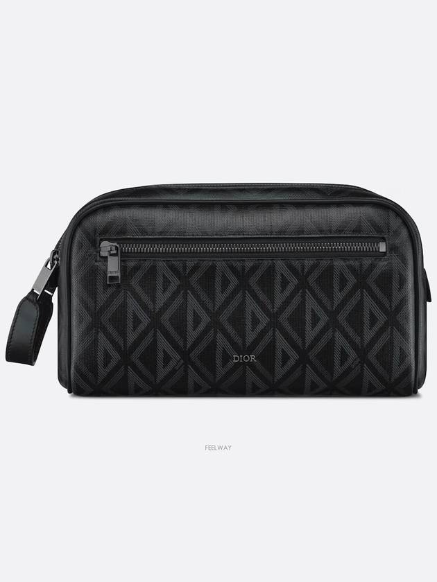 Toiletry Bag Black CD Diamond Canvas Smooth Calf - DIOR - BALAAN 1