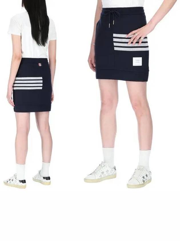 Double Face 4 Bar Knit Mini A Line Skirt Navy - THOM BROWNE - BALAAN 2